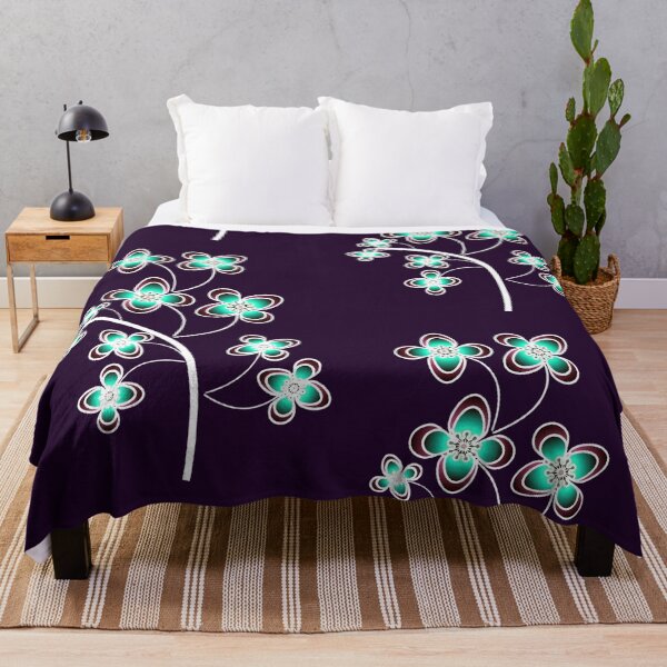 Item preview, Luminous Tech-Organic Floral Branch: Radiant Teal and Maroon Blooms designed and sold by HopeAndHustle.