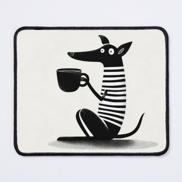 Item preview, Dog enjoys coffee in simple style designed and sold by anytka.
