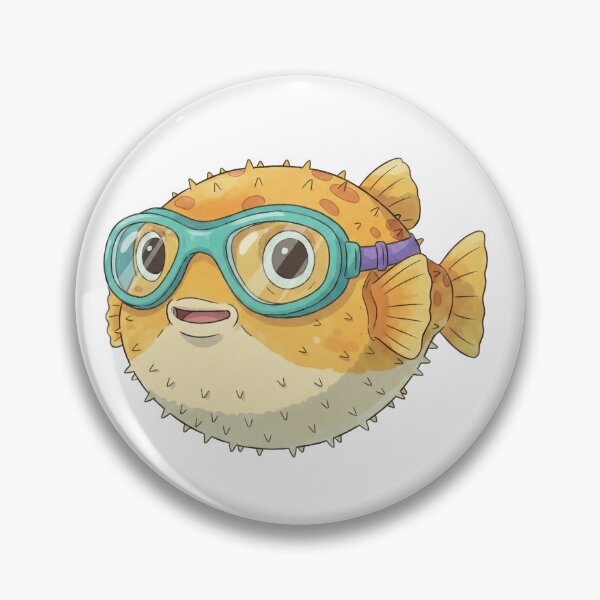 Item preview, A puffer fish wearing swim goggles. designed and sold by Cynips.