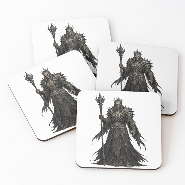 Item preview, Lich King Dark Fantasy Art — Undead Sorcerer with Crown and Staff designed and sold by AlexLineArt.
