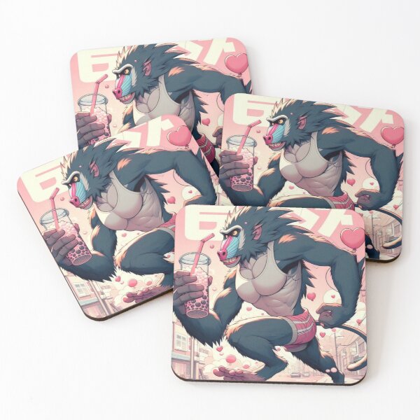 Item preview, “Bubble Tea & Baboon Velocity: Mandrill in the Middle of a Glitchstorm” designed and sold by Print Fiction.