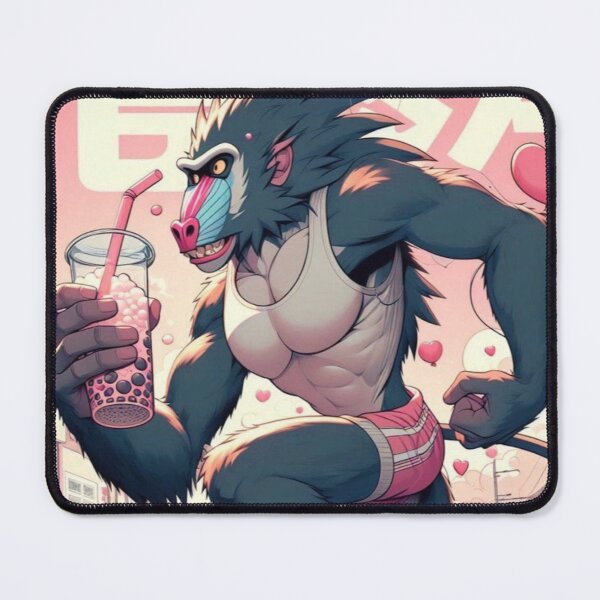 Item preview, “Bubble Tea & Baboon Velocity: Mandrill in the Middle of a Glitchstorm” designed and sold by Print Fiction.