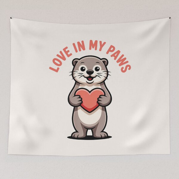 Item preview,  Love in My Paws – Cute Otter Holding Heart Valentine Ilustration designed and sold by NaturEdeN.