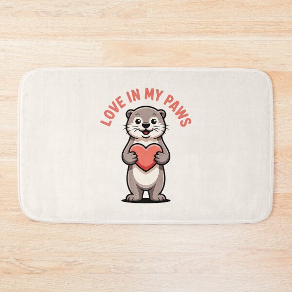 Item preview,  Love in My Paws – Cute Otter Holding Heart Valentine Ilustration designed and sold by NaturEdeN.