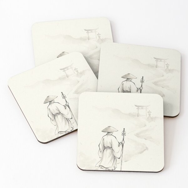Item preview, Pilgrim Monk on Mountain Path — Japanese Sumi-e Ink Painting designed and sold by Mori-no-Akari.