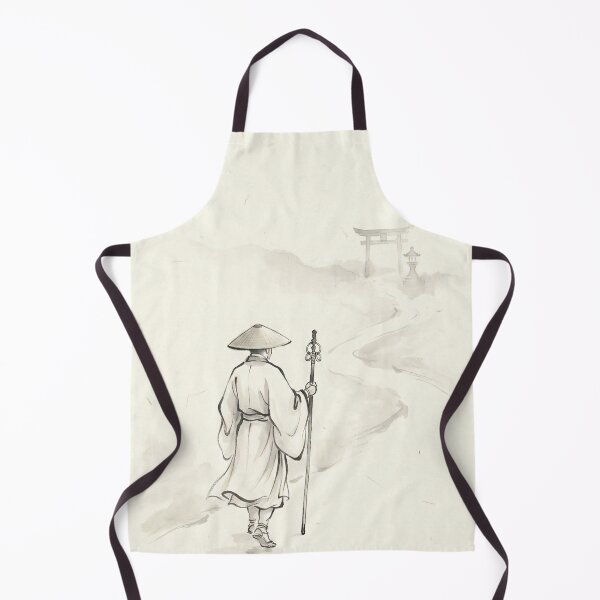Item preview, Pilgrim Monk on Mountain Path — Japanese Sumi-e Ink Painting designed and sold by Mori-no-Akari.