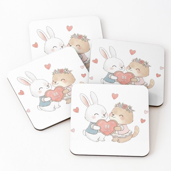 Item preview, Cute Bunny And Squirrel Be True Valentine Illustration designed and sold by Elizarfa.