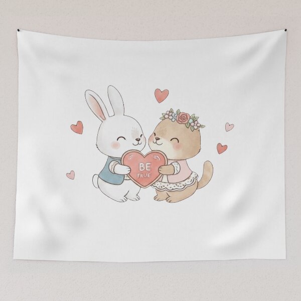 Item preview, Cute Bunny And Squirrel Be True Valentine Illustration designed and sold by Elizarfa.