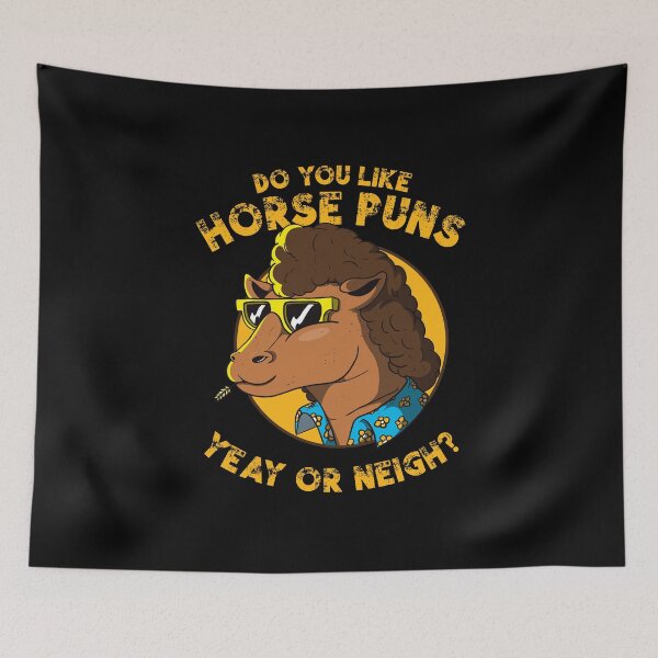Item preview, Funny Horse pun retro design – Do you like horse puns yeay or neigh (on dark colors) designed and sold by messy-nessie.