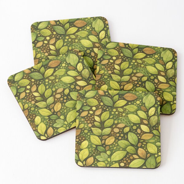 Item preview, Decorative Throw Pillow "Forest Leaf Mosaic" Nature-Inspired Modern Design designed and sold by CzipipitoStudio.