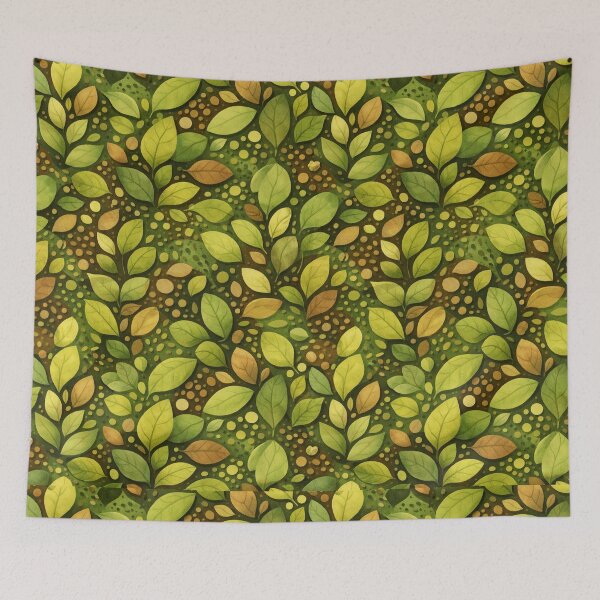 Item preview, Decorative Throw Pillow "Forest Leaf Mosaic" Nature-Inspired Modern Design designed and sold by CzipipitoStudio.