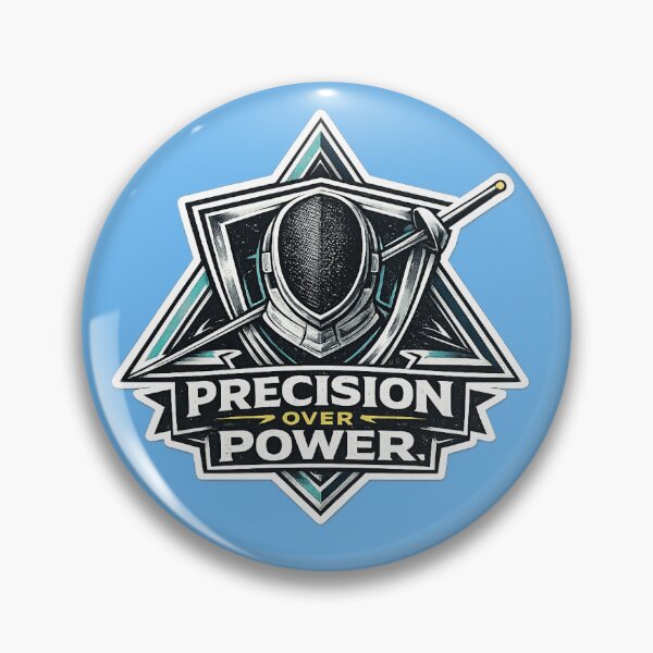 Item preview, Precision Over Power – Fencing Crest Badge with Mask & Foil designed and sold by ChillCharmStudio.