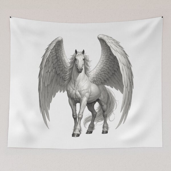 Item preview, Pegasus Mythical Winged Horse — Celestial Fantasy Creature Art designed and sold by AlexLineArt.