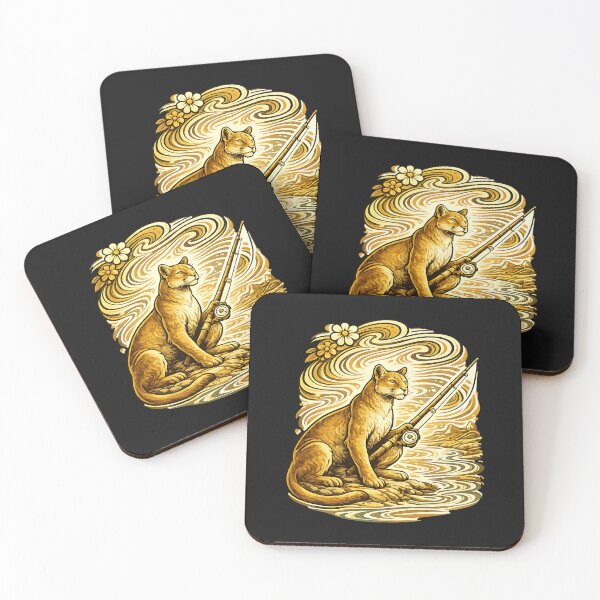 Item preview, Mountain Lion Fishing Vintage Illustration designed and sold by EimSol.