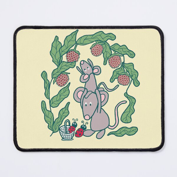 Item preview, Playful mice picking red summer berries, childrens nursery wall art illustration designed and sold by MondayMouse.
