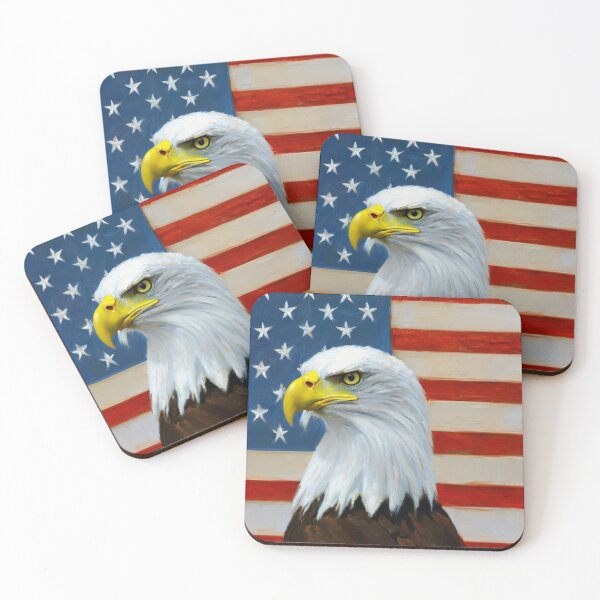 Item preview, Bald Eagle Americana Illustration Art for Fourth of July Decor Fans designed and sold by WildStroke.