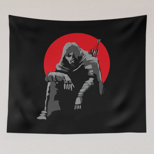 Item preview, Minimalist Hooded Archer Silhouette - Red Circle Design designed and sold by SKETCHYANDGRAPHIC.