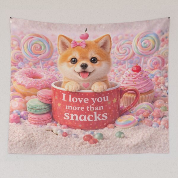 Item preview, Shiba Inu Puppy Loves Snacks designed and sold by GivingJoy.