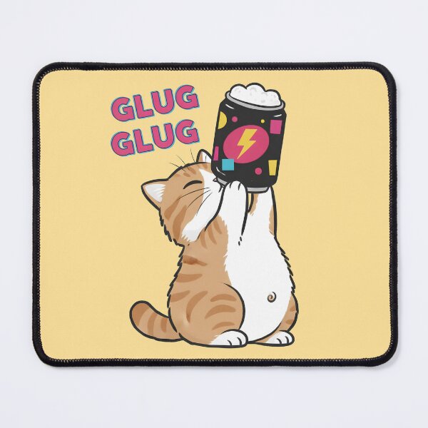 Item preview, Glug Glug Ginger Cat - Retro Energy Drink Kitty designed and sold by cozy corner co. .