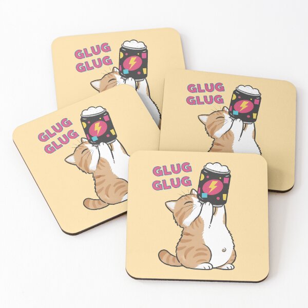 Item preview, Glug Glug Ginger Cat - Retro Energy Drink Kitty designed and sold by cozy corner co. .