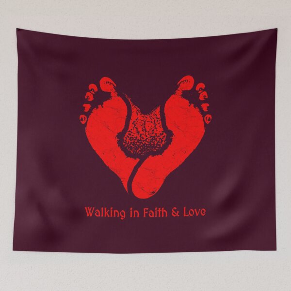 Item preview, Walking in Faith & Love Christian Valentines day Footprints Heart Design | Red designed and sold by ZechJohnRB.
