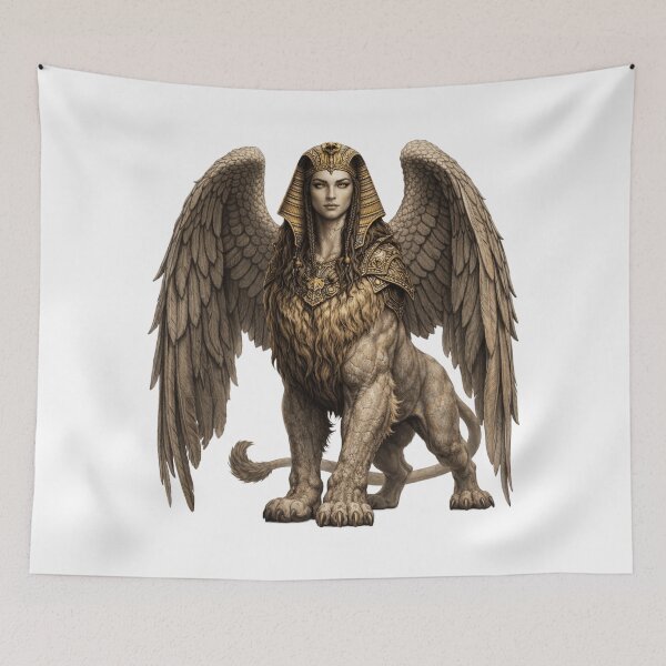 Item preview, Sphinx Mythical Guardian — Winged Beast of Ancient Wisdom designed and sold by AlexLineArt.