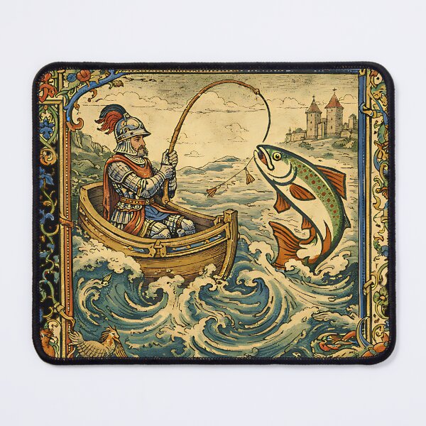 Item preview, Medieval Knight Fishing Vintage Frame designed and sold by EimSol.