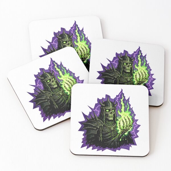Item preview, Necromancer Skull Warrior with Green Flame – Dark Fantasy Art designed and sold by Senkov.