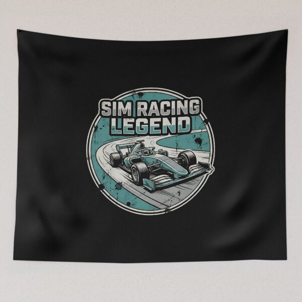 Item preview, Sim Racing Legend Formula Car Cornering Teal Badge designed and sold by Fenay Designs.