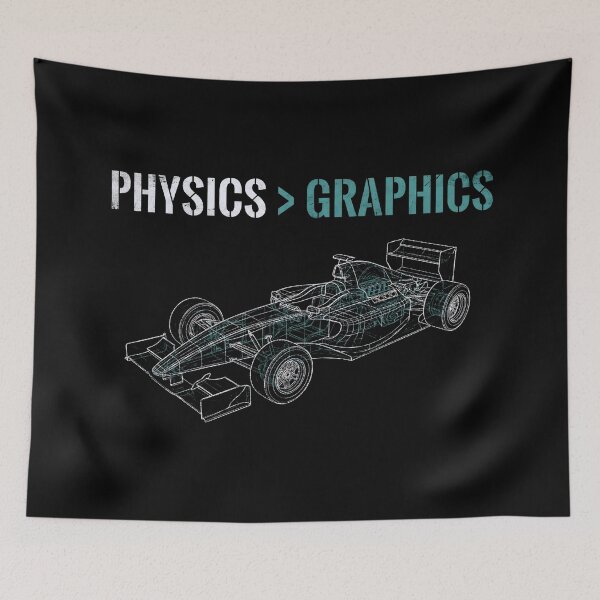 Aperçu de l'œuvre La physique est supérieure aux graphiques de la voiture de course filaire créée et vendue par Fenay Designs.