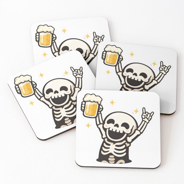 Item preview, Happy Skeleton Cheers Beer – Cute Party Skeleton Sticker designed and sold by ms0026.