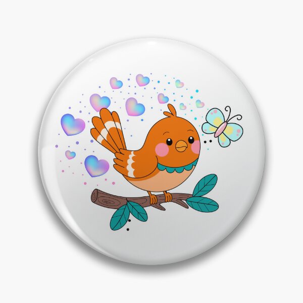 Item preview, Cheerful Orange Bird - Cute Bird with Hearts and Butterfly designed and sold by Love3Happy.