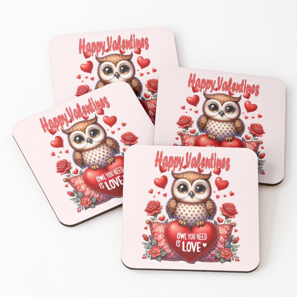 Item preview, Cute owl wishing happy valentines designed and sold by LoneAngel.