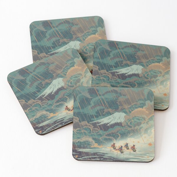 Item preview, Mystic Kitsune Rain: Japanese Ukiyo-e Mount Fuji Woodblock Art designed and sold by Vandy Fullam.