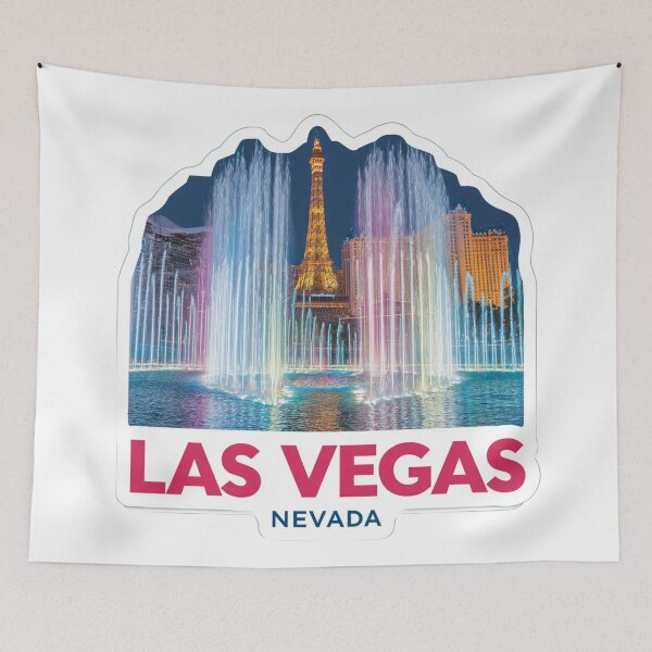 Item preview, Las Vegas Bellagio Fountains Rainbow Water Show Vintage Travel Sticker designed and sold by Blurbean.