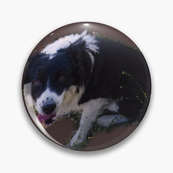 Item preview, Border collie in the grass, pointillist oil painting style designed and sold by Alan-David.
