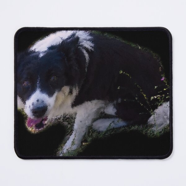 Item preview, Border collie in the grass, pointillist oil painting style designed and sold by Alan-David.
