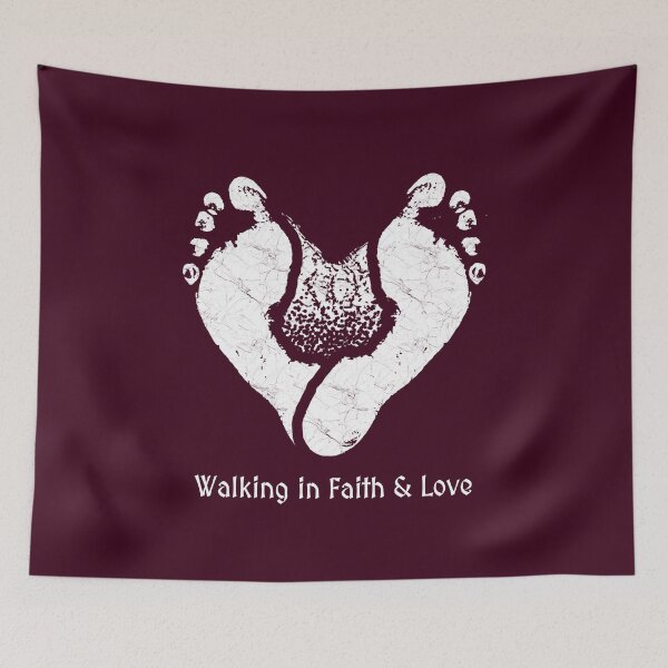 Item preview, Walking in Faith & Love Christian Valentines day Footprints Heart Design | White designed and sold by ZechJohnRB.