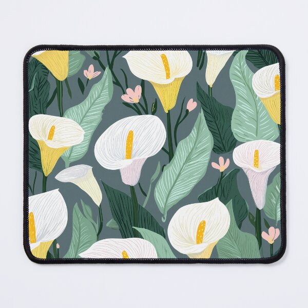 Item preview, White Calla Lily Flowers Pattern Dark Blue designed and sold by ConcienciaEco.