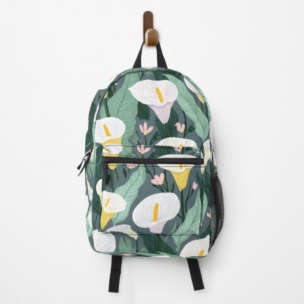 Item preview, White Calla Lily Flowers Pattern Dark Blue designed and sold by ConcienciaEco.