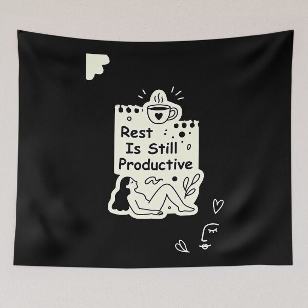 Item preview, Rest Is Still Productive Minimalist Self Care Coffee Art designed and sold by SplashTastic.