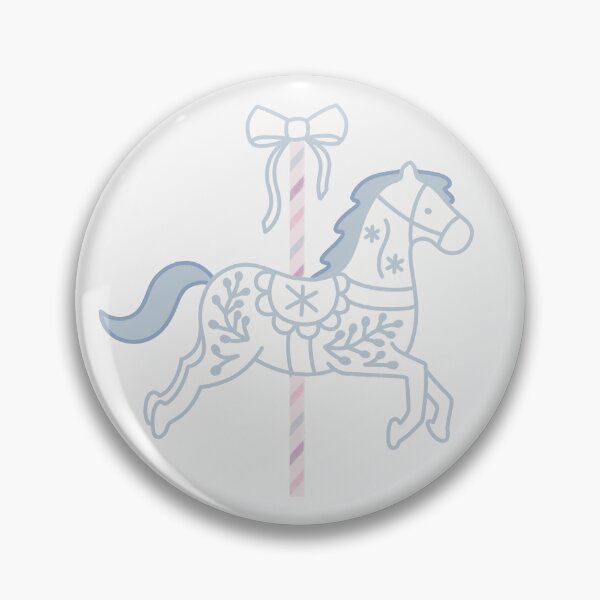Item preview, Cute White and Blue Pastel Colourful Carousel Horse with Bow designed and sold by winterpumpkin.