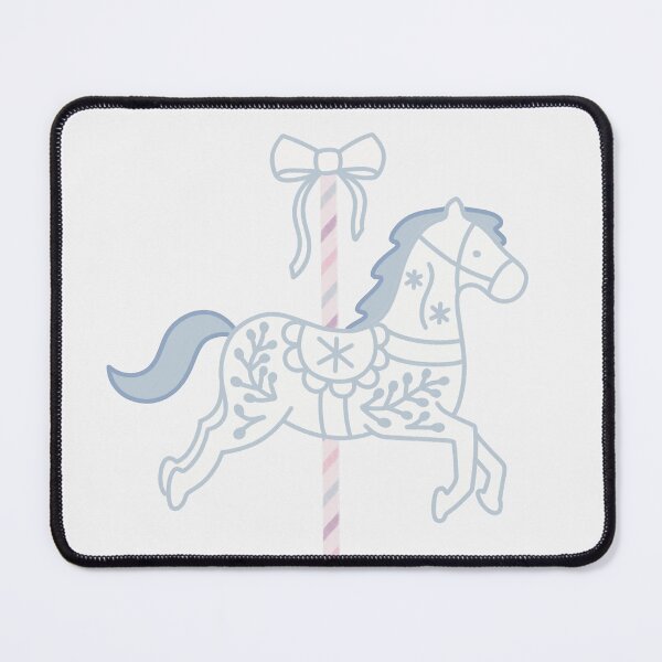 Item preview, Cute White and Blue Pastel Colourful Carousel Horse with Bow designed and sold by winterpumpkin.