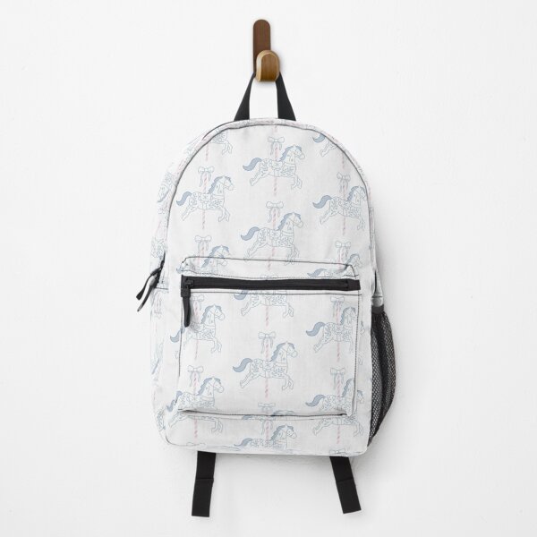 Item preview, Cute White and Blue Pastel Colourful Carousel Horse with Bow designed and sold by winterpumpkin.