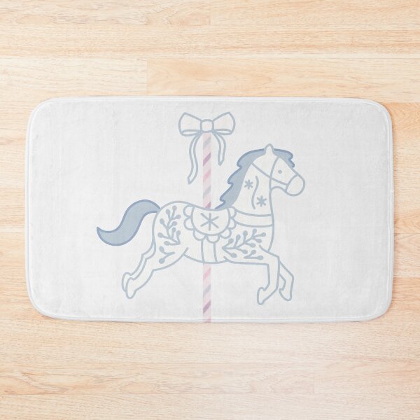 Item preview, Cute White and Blue Pastel Colourful Carousel Horse with Bow designed and sold by winterpumpkin.