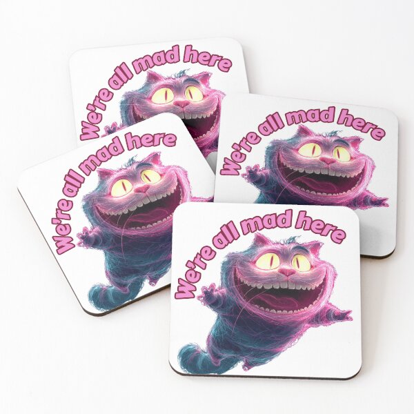 Item preview, “We’re All Mad Here” Neon Cheshire Cat Illustration designed and sold by Rose Collection Shop.