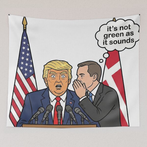 Item preview, “It’s Not Green As It Sounds” – Greenland Debate Cartoon designed and sold by Tamer ⭐⭐⭐⭐⭐.