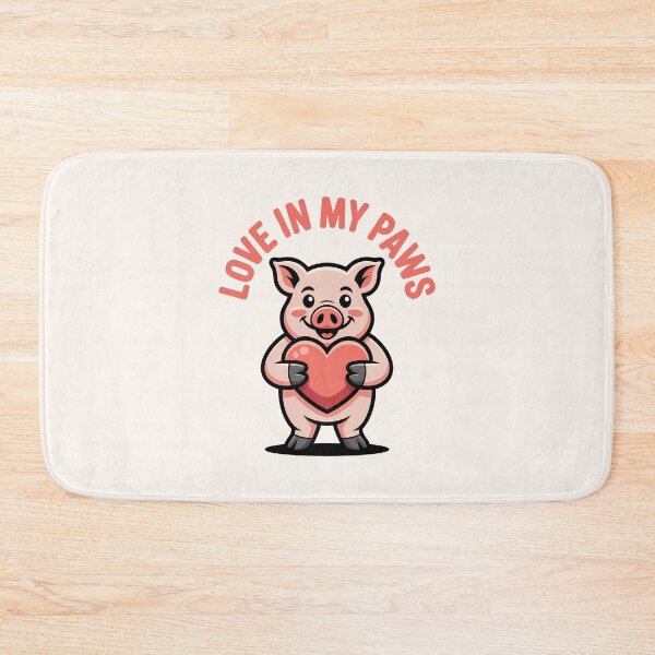 Item preview, Love in My Paws – Cute Pinky Pig Holding Heart Valentine Ilustration designed and sold by NaturEdeN.