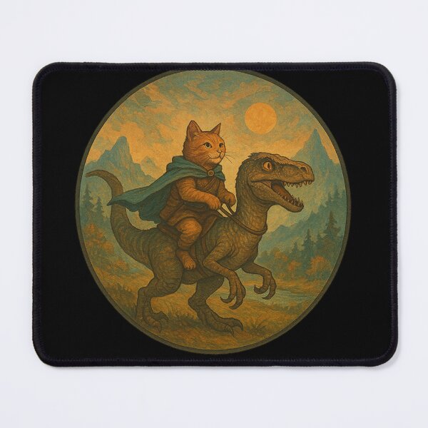 Item preview, Mythical Cat Riding A Raptor designed and sold by Planetporridge.