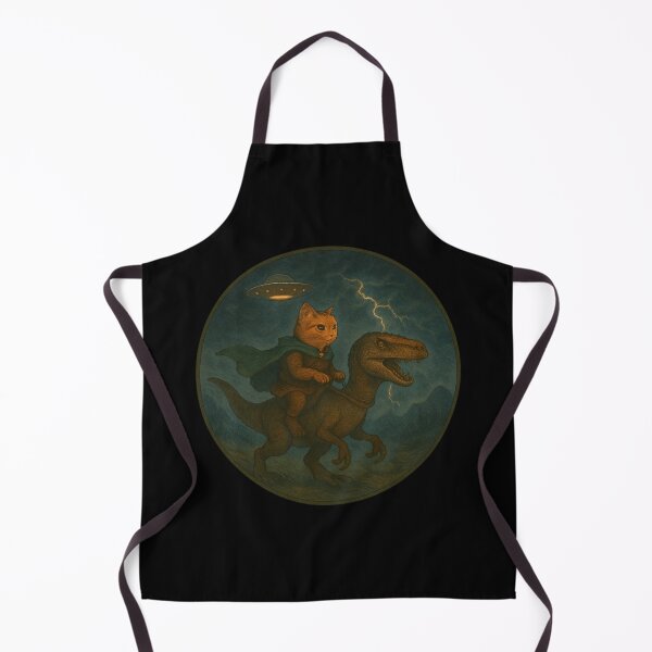 Item preview, Cat Riding A Raptor Under UFO designed and sold by Planetporridge.